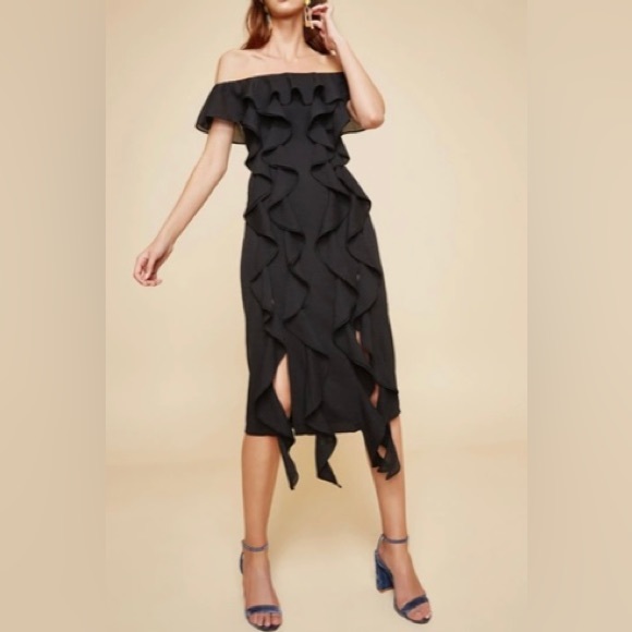 C/MEO COLLECTIVE - Dream State Off The Shoulder Sheath Dress In Black- Sz: S. - Picture 2 of 3